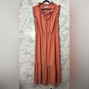Emma & Michele Coral Ruffle-Trim Maxi Dress (no belt)